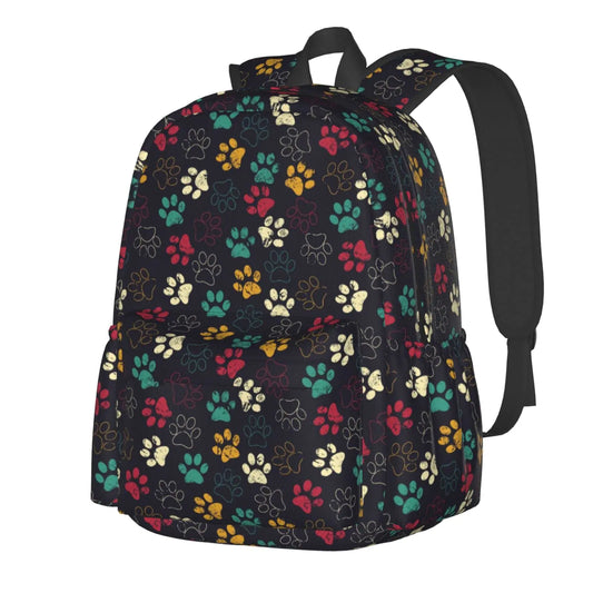 Muxxirt Daily Backpack – Cat or Dog Paw Print Travel Laptop Daypack, 17-Inch Bag for Men & Women