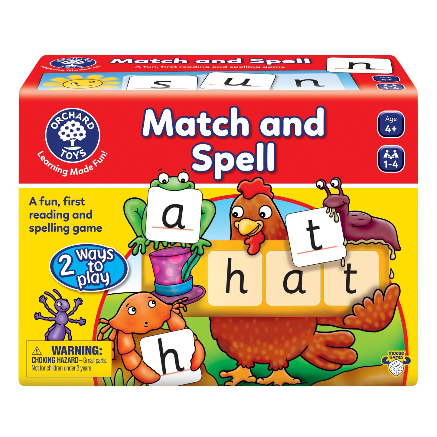 A Fun First Reading and Spelling Game. 2 Ways to Play. Age 4+. 1-4 Players