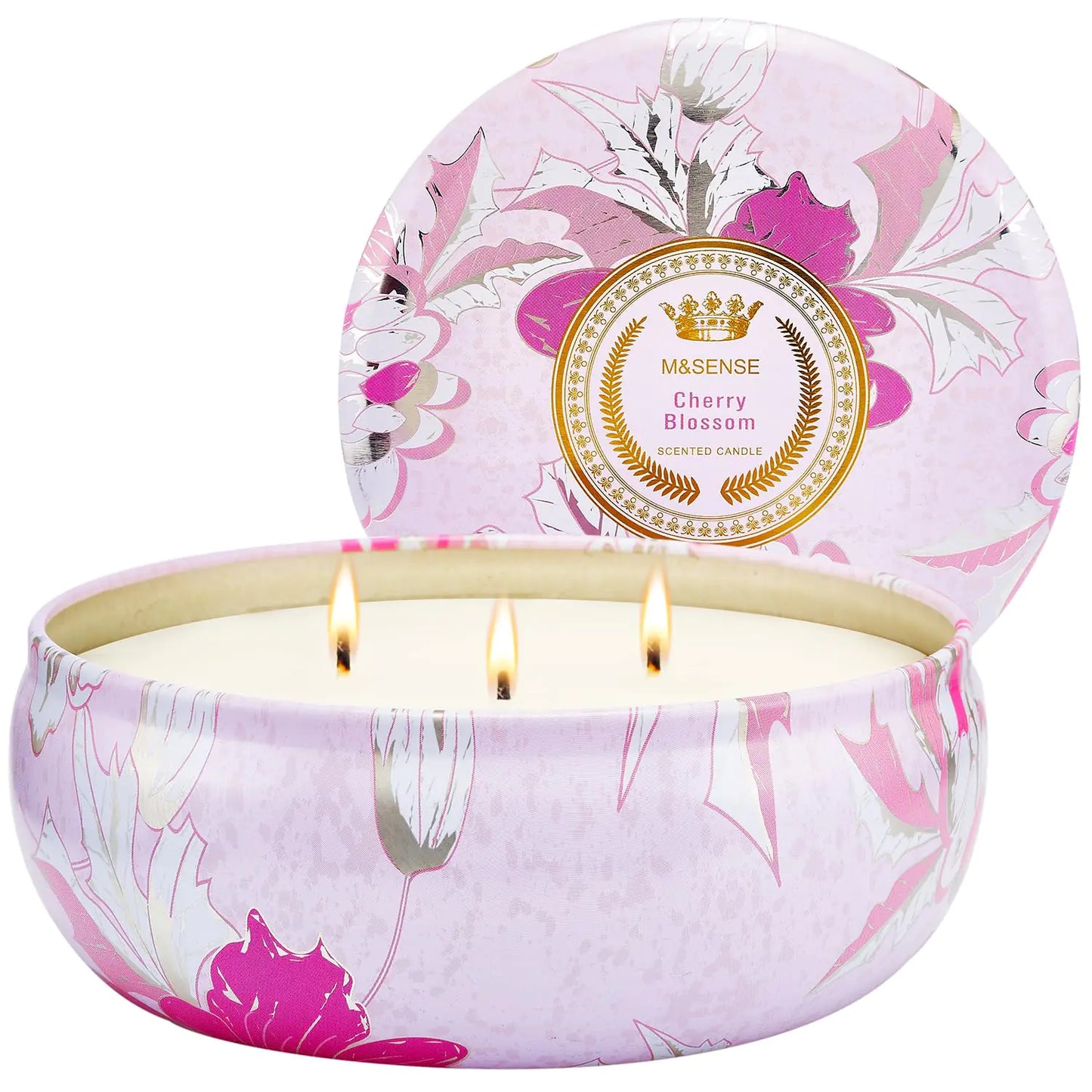 M&SENSE Cherry Blossom Scented Candles Large 3 Wick