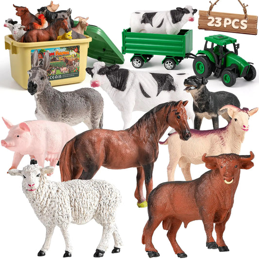 Farm Animal Toys for Toddlers23 PCS Animal Toys with Realistic Animal Figurines Toddlers Kids 3-5