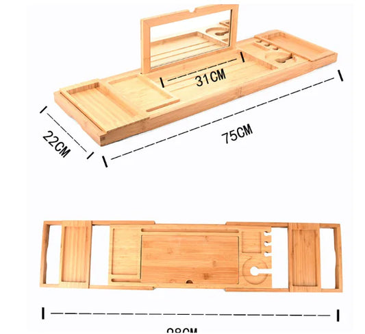 Wooden Stretchable Bathroom Tray – Reading Rack, Tablet Stand & Storage Organizer LONG LEAD ITEMS