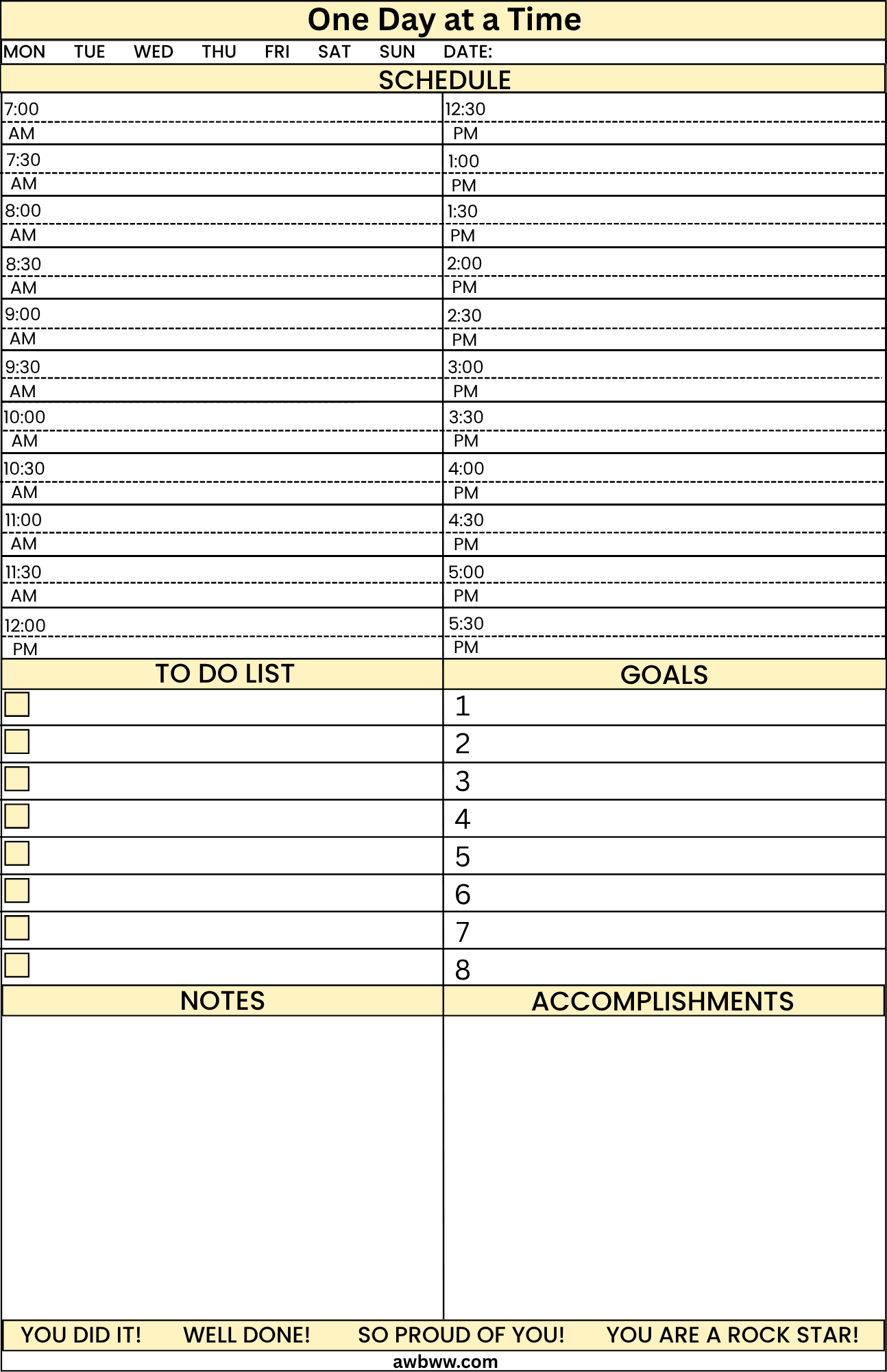 Daily Planner Printed 2 months 64 pages