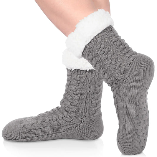 Moon Wood Slipper Socks – Cozy Fuzzy Cabin Socks for Women size 6-10