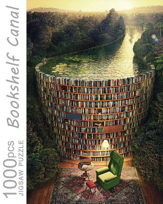 Bookshelf Canal 1000-Piece Jigsaw Puzzle for Adults