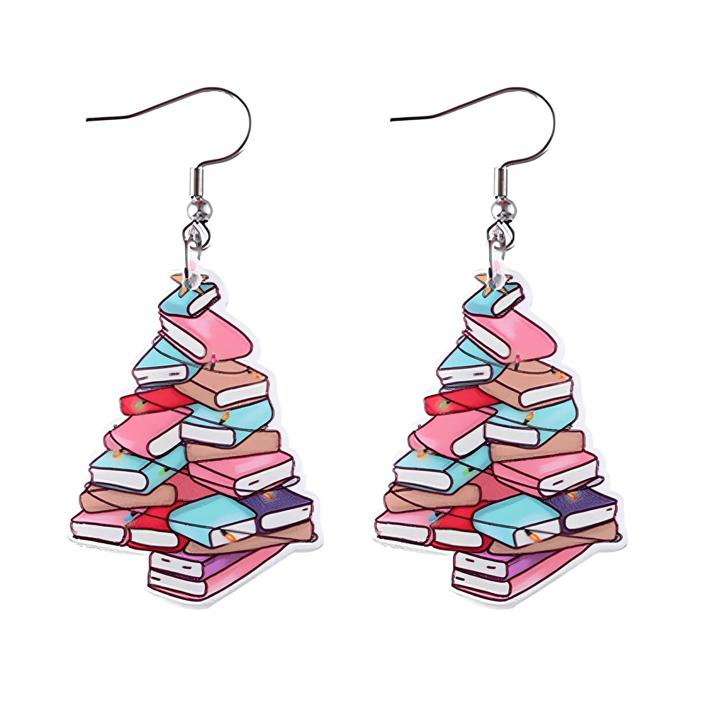 Christmas Tree Book Earrings for Women