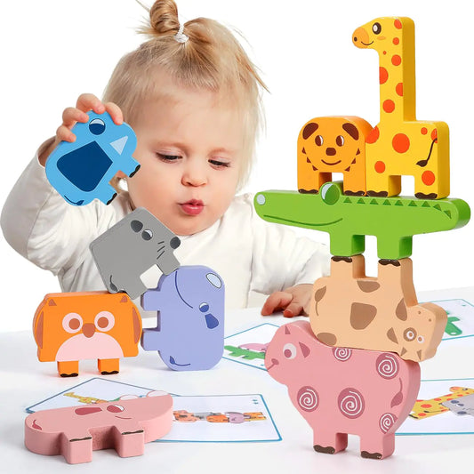 10pcs Wooden Animal Blocks Sorting & Stacking Toys ages 2-4 years