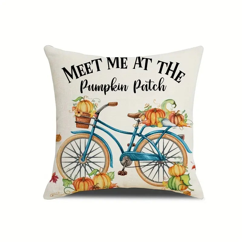 4pcs Linen Autumn Pumpkin Throw Pillow Covers