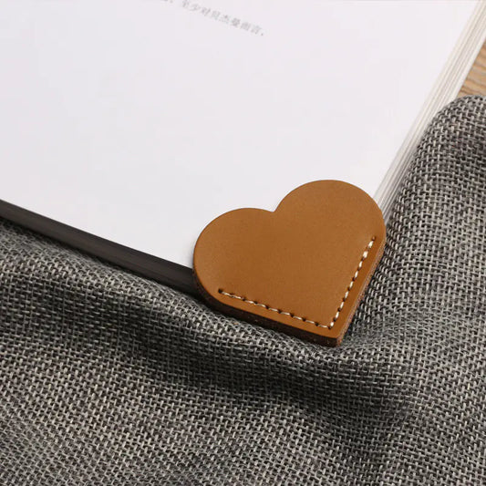 Mini Heart-Shaped PU Leather Bookmarks LONG LEAD ITEMS