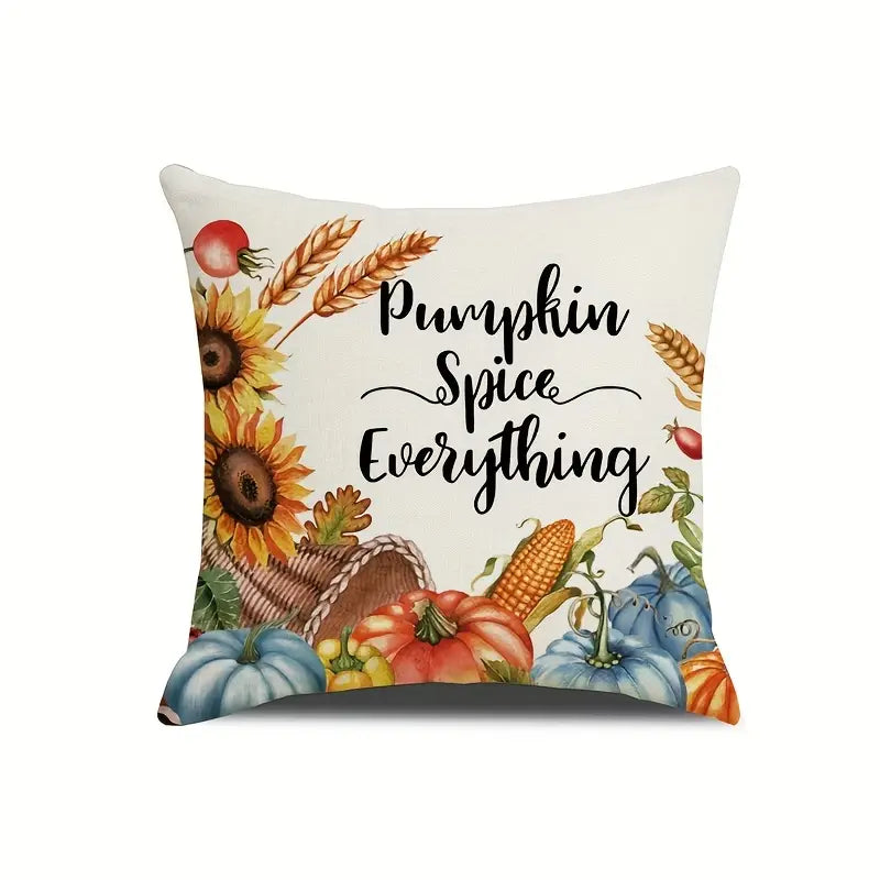 4pcs Linen Autumn Pumpkin Throw Pillow Covers