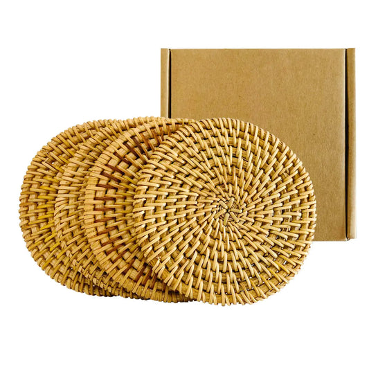 Handmade Braided Drink Coasters 4 Pcs (3.94" Round)