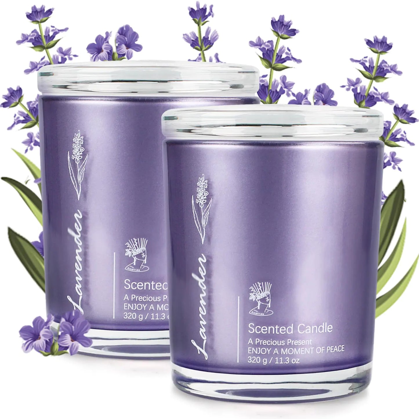 Lavender Candles 2 Pack 23oz Large Jar Lavender Candle