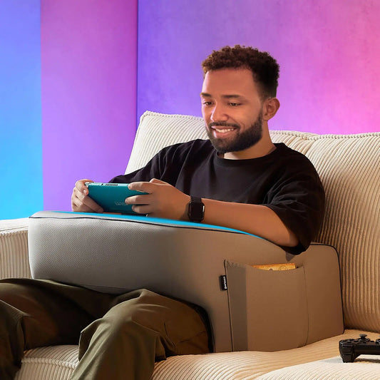 Reading & Gaming Pillow with Arm Rests β Memory Foam Lap Desk (Grey)