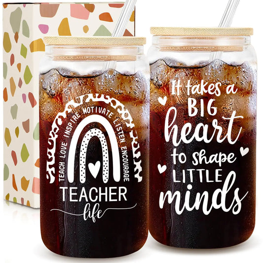 Teacher Appreciation Gifts B18 OZ Teacher Glass Cup (Teacher#1)