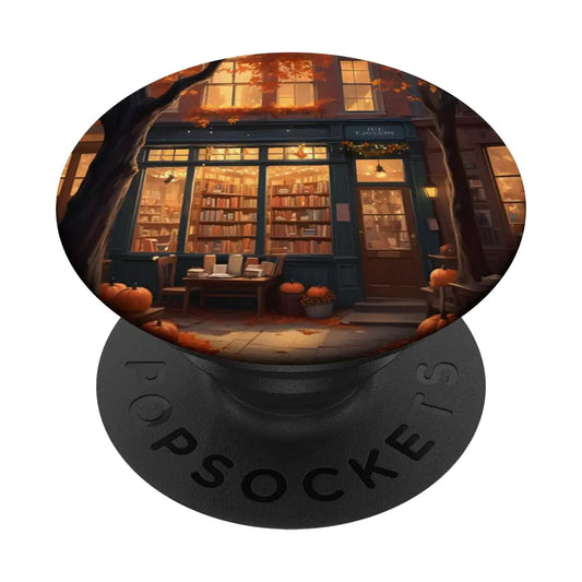 Bookstore Pumpkins & Autumn Leaves – Bookish Halloween PopSockets Adhesive PopGrip 🎃🍁📚