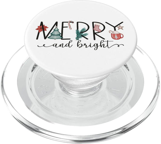 Merry and Bright Merry Christmas PopSockets PopGrip for MagSafe