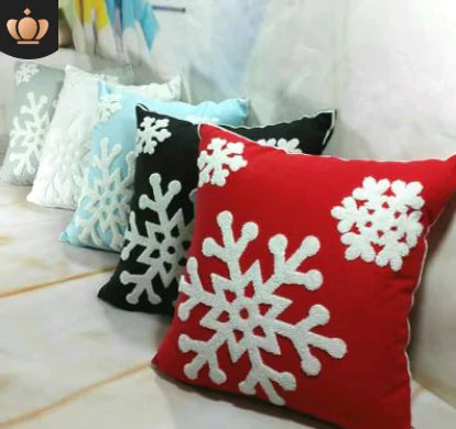 Embroidered Cotton Snowflake Christmas Pillow Covers