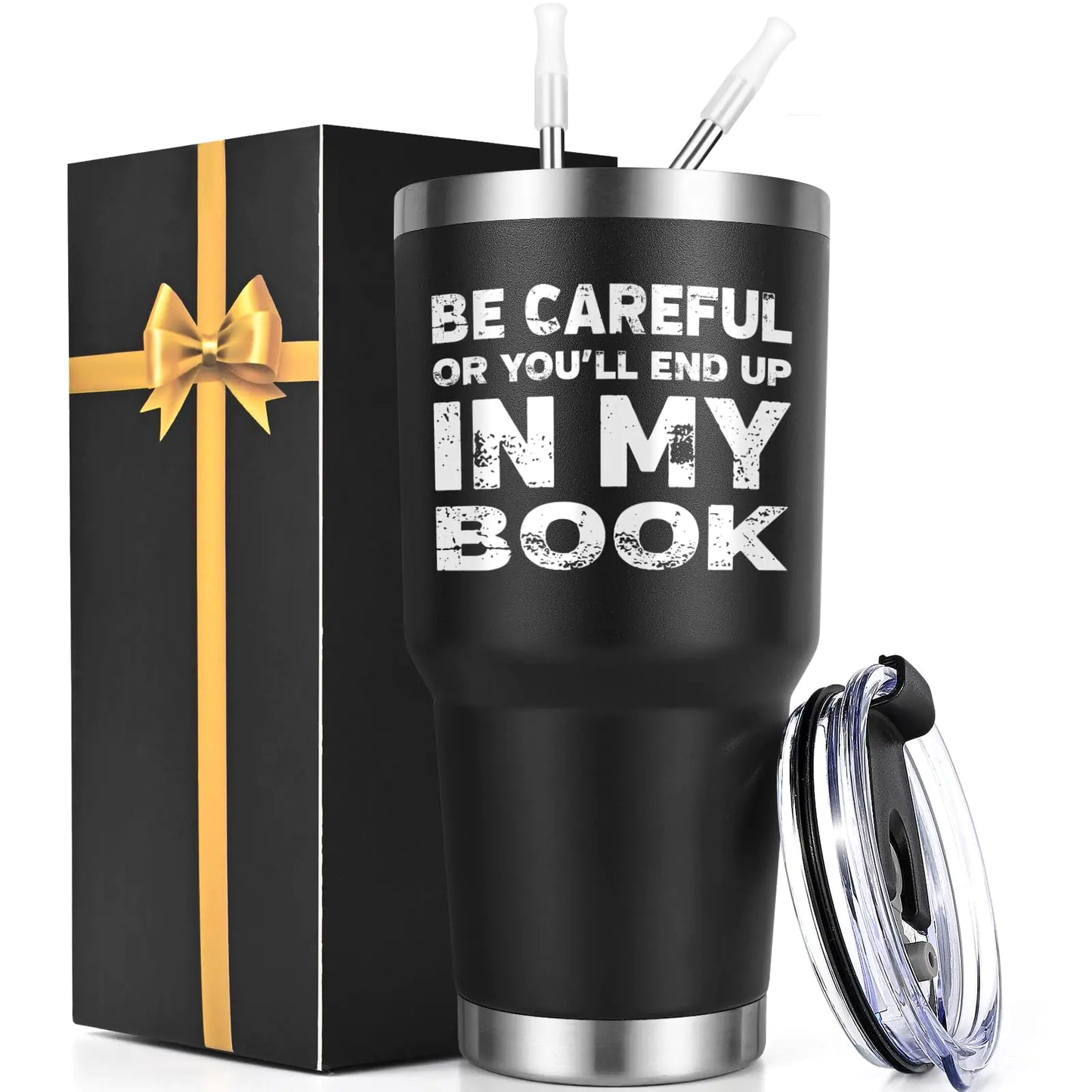 Lifecapido Gifts for Writers – “Be Careful or You’ll End Up in My Book” 30oz Insulated Tumbler