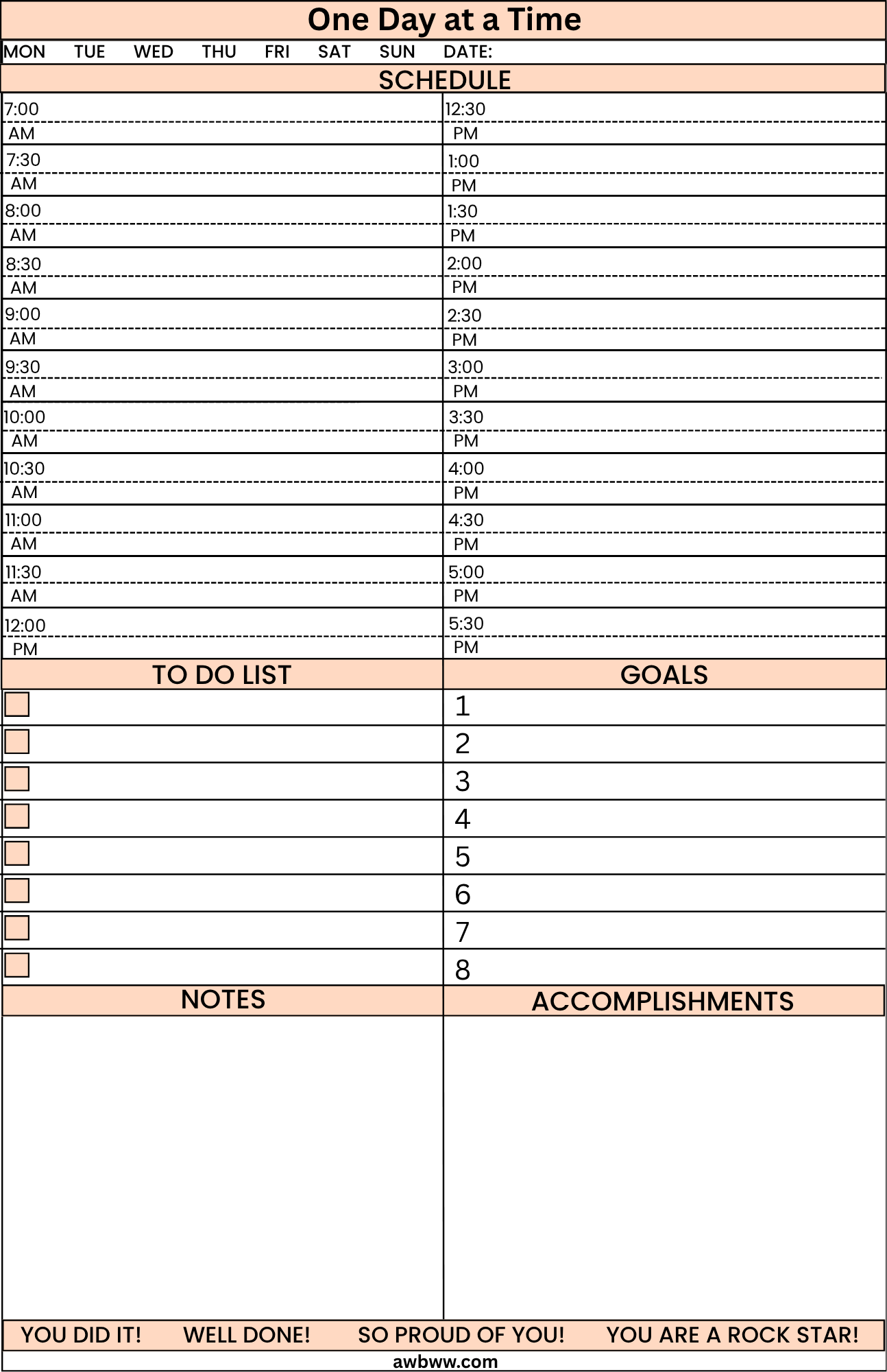 Daily Planner Printed 2 months 64 pages