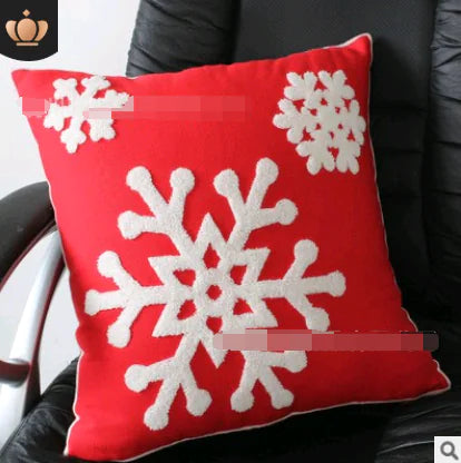 Embroidered Cotton Snowflake Christmas Pillow Covers