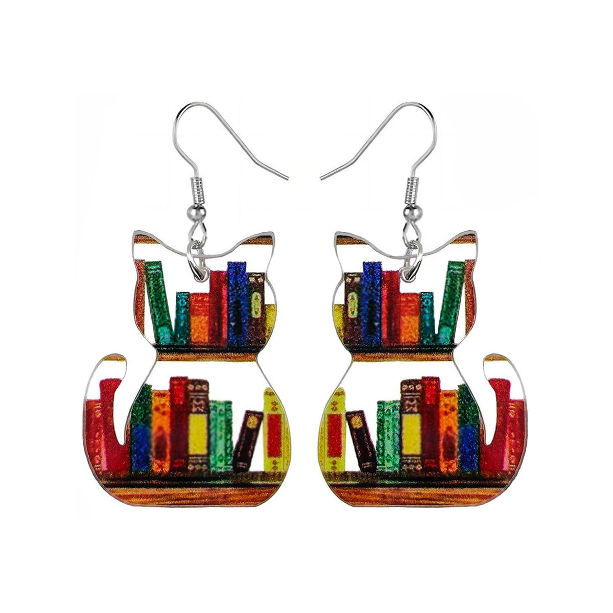 Twinkle Eye Small Cat Book Earrings – Acrylic Dangle Earrings