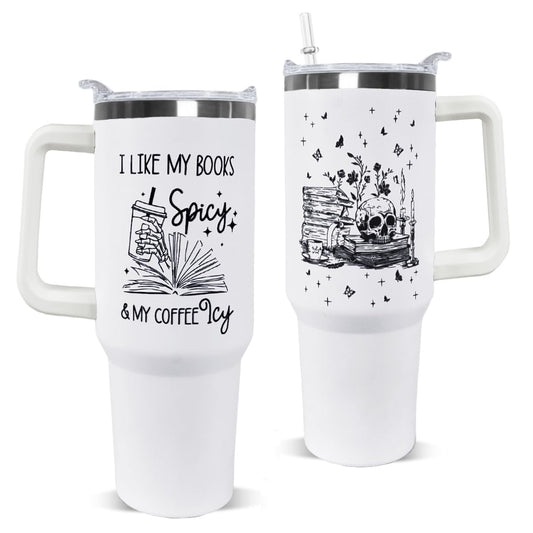 Book Lovers 40 oz Tumbler with Handle – Stainless Steel Insulated Travel Mug