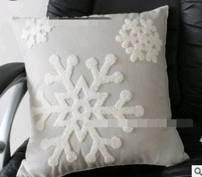 Embroidered Cotton Snowflake Christmas Pillow Covers