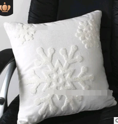 Embroidered Cotton Snowflake Christmas Pillow Covers