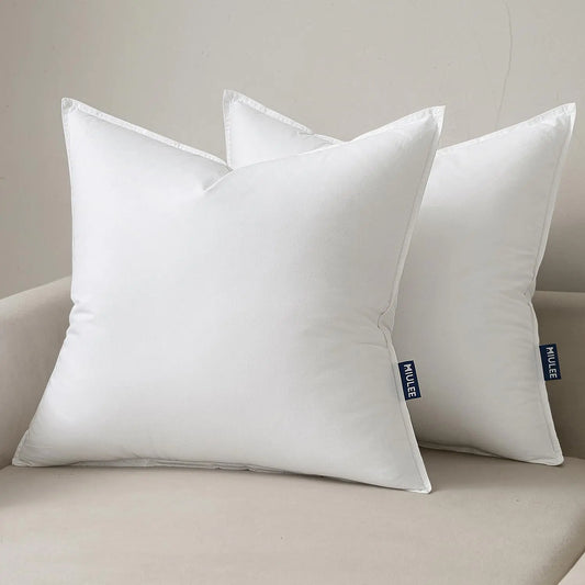 MIULEE 22x22 Throw Pillow Inserts, Set of 2 – Decorative Square Pillow Inserts with Soft Cotton Cover (White)