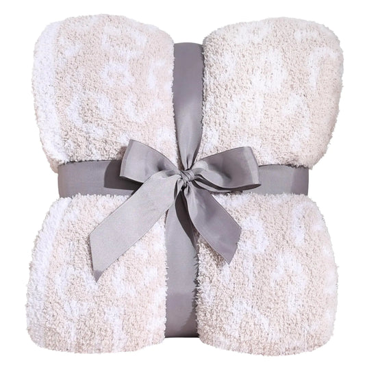 Panku Ultra Soft Leopard Throw Blanket – 50x60 Inches (Cream Stone)