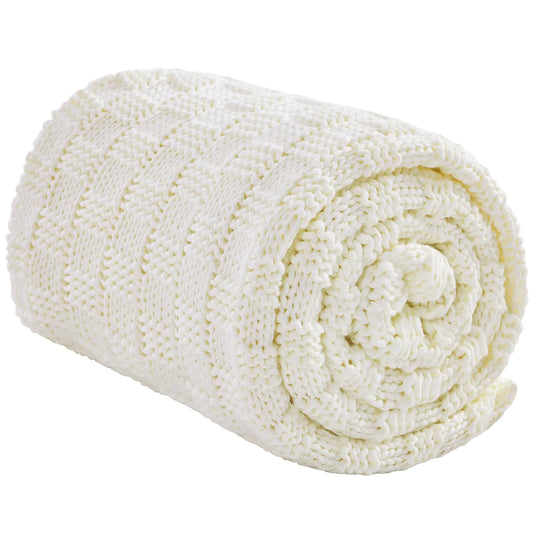 Wellfeel Knitted Weighted Blanket – 50" x 60", 10 lbs (Ivory White)